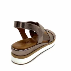 Vacances|Compensées & Plateformes<Inuovo Sandales Compensées 113015 Cuir Métal Ash Taupe