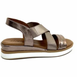 Vacances|Compensées & Plateformes<Inuovo Sandales Compensées 113015 Cuir Métal Ash Taupe