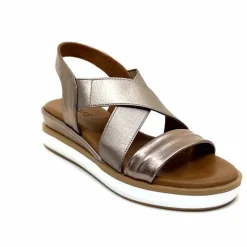 Vacances|Compensées & Plateformes<Inuovo Sandales Compensées 113015 Cuir Métal Ash Taupe