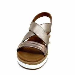 Vacances|Compensées & Plateformes<Inuovo Sandales Compensées 113015 Cuir Métal Ash Taupe