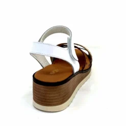 Vacances|Plateformes<Ivoire0375a Sandales Compensées Ivoire Basse Cuir Blanc Or Marron