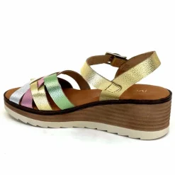 Vacances|Plateformes<Ivoire0375a Sandales Compensées Ivoire Rene Cuir Métal Or Rose Vert Argent