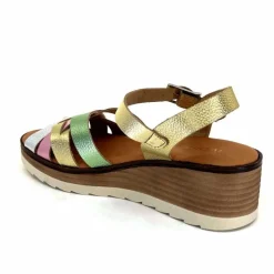 Vacances|Plateformes<Ivoire0375a Sandales Compensées Ivoire Rene Cuir Métal Or Rose Vert Argent