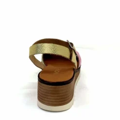 Vacances|Plateformes<Ivoire0375a Sandales Compensées Ivoire Rene Cuir Métal Or Rose Vert Argent