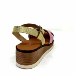 Vacances|Plateformes<Ivoire0375a Sandales Compensées Ivoire Rene Cuir Métal Or Rose Vert Argent