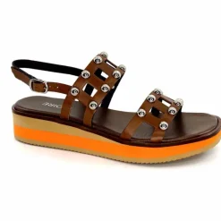 Vacances|Plateformes<plumers Sandales Compensées Ivoire 3744/237 Cuir Marron