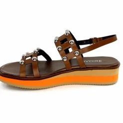 Vacances|Plateformes<plumers Sandales Compensées Ivoire 3744/237 Cuir Marron