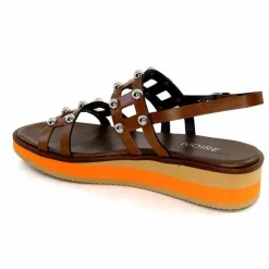 Vacances|Plateformes<plumers Sandales Compensées Ivoire 3744/237 Cuir Marron