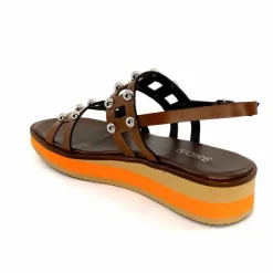 Vacances|Plateformes<plumers Sandales Compensées Ivoire 3744/237 Cuir Marron