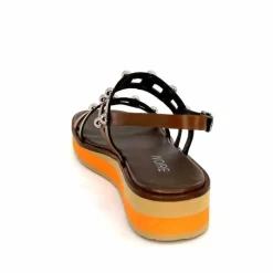 Vacances|Plateformes<plumers Sandales Compensées Ivoire 3744/237 Cuir Marron