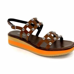 Vacances|Plateformes<plumers Sandales Compensées Ivoire 3744/237 Cuir Marron