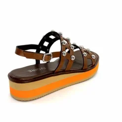 Vacances|Plateformes<plumers Sandales Compensées Ivoire 3744/237 Cuir Marron