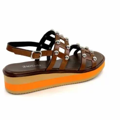 Vacances|Plateformes<plumers Sandales Compensées Ivoire 3744/237 Cuir Marron