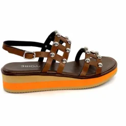 Vacances|Plateformes<plumers Sandales Compensées Ivoire 3744/237 Cuir Marron