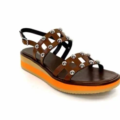 Vacances|Plateformes<plumers Sandales Compensées Ivoire 3744/237 Cuir Marron