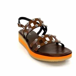 Vacances|Plateformes<plumers Sandales Compensées Ivoire 3744/237 Cuir Marron