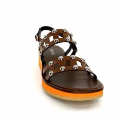 Vacances|Plateformes<plumers Sandales Compensées Ivoire 3744/237 Cuir Marron