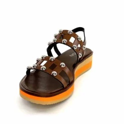 Vacances|Plateformes<plumers Sandales Compensées Ivoire 3744/237 Cuir Marron