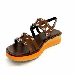 Vacances|Plateformes<plumers Sandales Compensées Ivoire 3744/237 Cuir Marron