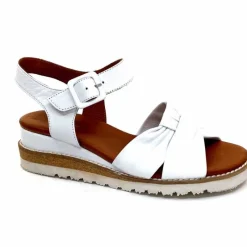 Compensées & Plateformes|Basic<384-ivoire Sandales Compensées Ivoire 1613-0092 Cuir Blanc