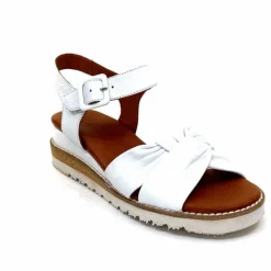 Compensées & Plateformes|Basic<384-ivoire Sandales Compensées Ivoire 1613-0092 Cuir Blanc