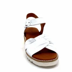 Compensées & Plateformes|Basic<384-ivoire Sandales Compensées Ivoire 1613-0092 Cuir Blanc