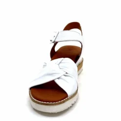 Compensées & Plateformes|Basic<384-ivoire Sandales Compensées Ivoire 1613-0092 Cuir Blanc