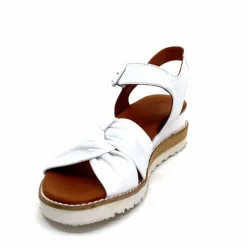 Compensées & Plateformes|Basic<384-ivoire Sandales Compensées Ivoire 1613-0092 Cuir Blanc