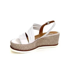 Vacances|Plateformes<Ivoire0551 Sandales Compensées Ivoire 2244 Cuir Blanc