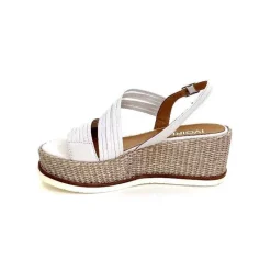 Vacances|Plateformes<Ivoire0551 Sandales Compensées Ivoire 2244 Cuir Blanc