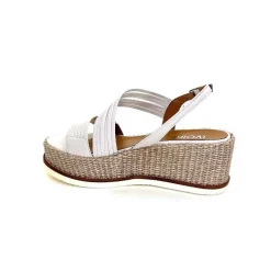 Vacances|Plateformes<Ivoire0551 Sandales Compensées Ivoire 2244 Cuir Blanc