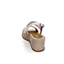 Vacances|Plateformes<Ivoire0551 Sandales Compensées Ivoire 2244 Cuir Blanc