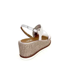 Vacances|Plateformes<Ivoire0551 Sandales Compensées Ivoire 2244 Cuir Blanc