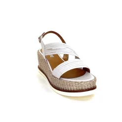 Vacances|Plateformes<Ivoire0551 Sandales Compensées Ivoire 2244 Cuir Blanc