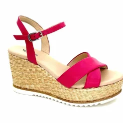 Vacances|Compensées & Plateformes<Nero Giardini Sandales Compensées NeroGiardini410630 D707 Cuir Raffia Rose