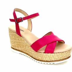 Vacances|Compensées & Plateformes<Nero Giardini Sandales Compensées NeroGiardini410630 D707 Cuir Raffia Rose