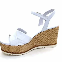 Vacances|Compensées & Plateformes<Nero Giardini Sandales Compensées NeroGiardini 410630 D7078 Cuir Raffia Blanc