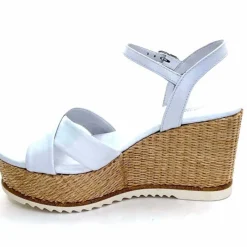 Vacances|Compensées & Plateformes<Nero Giardini Sandales Compensées NeroGiardini 410630 D7078 Cuir Raffia Blanc