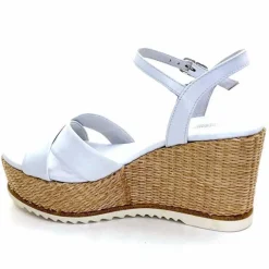 Vacances|Compensées & Plateformes<Nero Giardini Sandales Compensées NeroGiardini 410630 D7078 Cuir Raffia Blanc