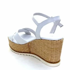 Vacances|Compensées & Plateformes<Nero Giardini Sandales Compensées NeroGiardini 410630 D7078 Cuir Raffia Blanc