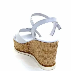 Vacances|Compensées & Plateformes<Nero Giardini Sandales Compensées NeroGiardini 410630 D7078 Cuir Raffia Blanc