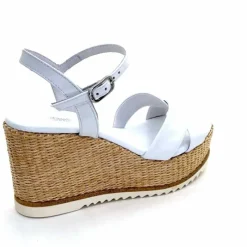 Vacances|Compensées & Plateformes<Nero Giardini Sandales Compensées NeroGiardini 410630 D7078 Cuir Raffia Blanc