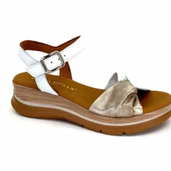 Vacances|Compensées & Plateformes<Paula Urban Sandales Compensées 24611 Cuir Platine Blanc