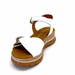 Vacances|Compensées & Plateformes<Paula Urban Sandales Compensées 24611 Cuir Platine Blanc