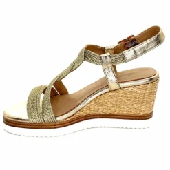 Talon|Semelles Corde<Regarde Le Ciel Sandales Compensées Madison 02 Cuir Textile Or