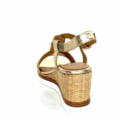 Talon|Semelles Corde<Regarde Le Ciel Sandales Compensées Madison 02 Cuir Textile Or