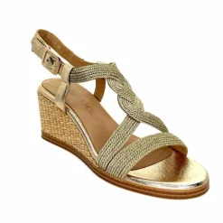 Talon|Semelles Corde<Regarde Le Ciel Sandales Compensées Madison 02 Cuir Textile Or