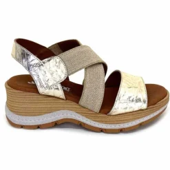 Vacances|Plateformes<Ivoire0576a Sandales Compensées Xapatan 1990 Cuir Beige Dé Or