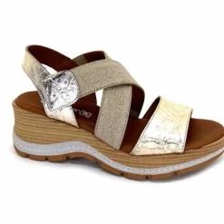 Vacances|Plateformes<Ivoire0576a Sandales Compensées Xapatan 1990 Cuir Beige Dé Or