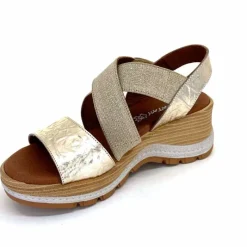 Vacances|Plateformes<Ivoire0576a Sandales Compensées Xapatan 1990 Cuir Beige Dé Or